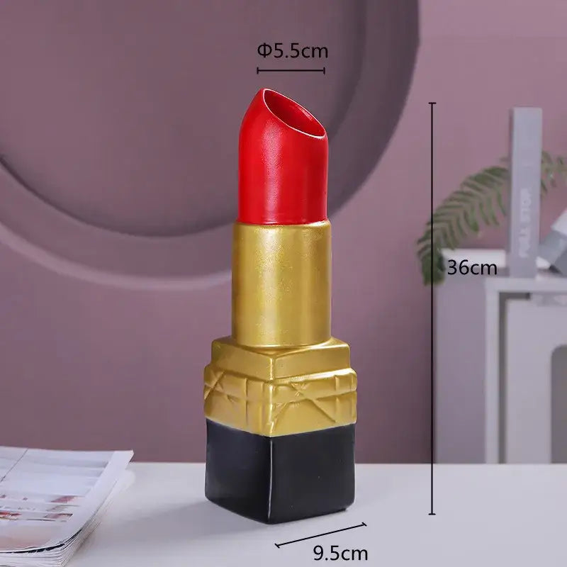 Gold & silver lipstick vase resin bedroom flower ornament