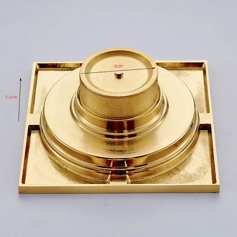 Gold square bathroom shower drain with interchangeable grates