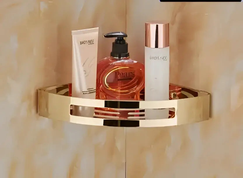 Gold stainless steel two tier corner shelf bathroom shower caddy