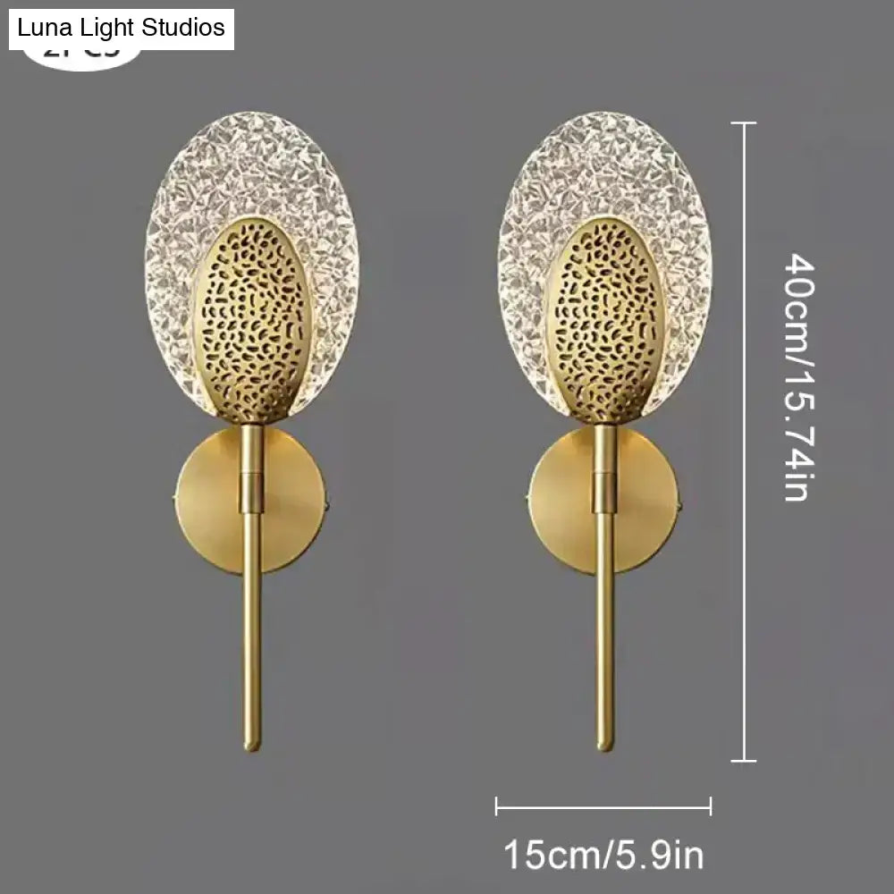 Gold textured glass led wall lamp bedroom indoor lighting