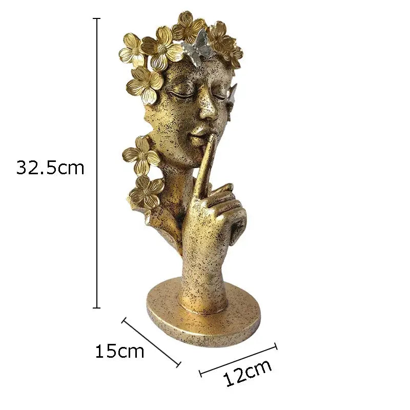 Gold white and black garland figure resin sculpture living room decor