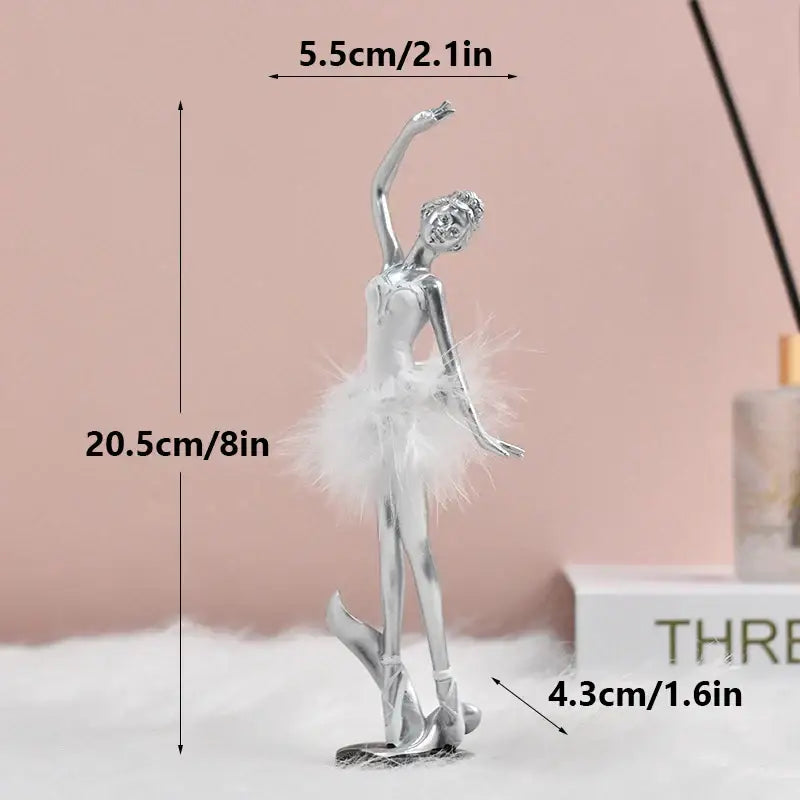 Golden and white ballet girl resin figurine bedroom desktop decor
