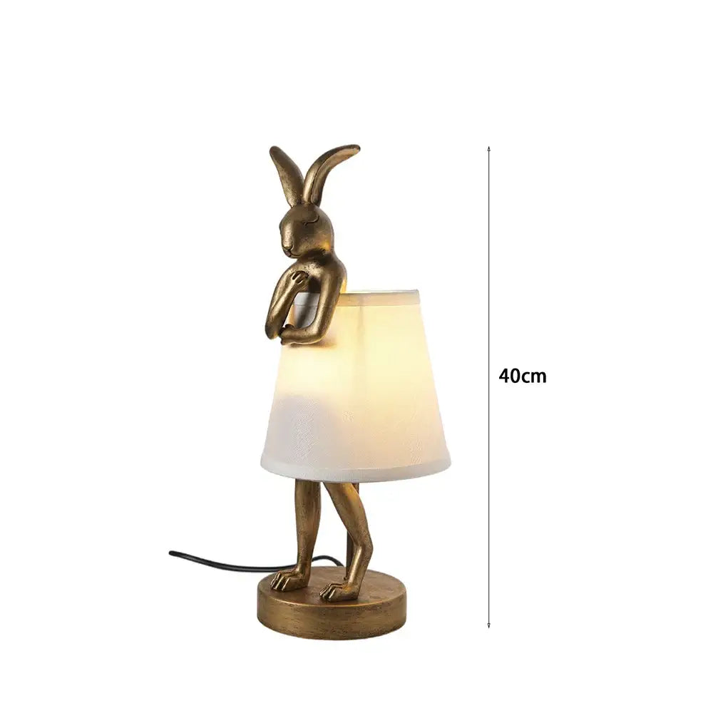 Golden bathing rabbit resin table lamp bedroom decor