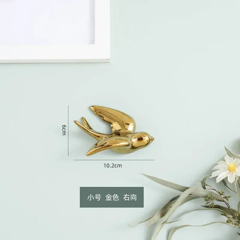 Golden bird swallow sculpture gold & silver wall decor living room