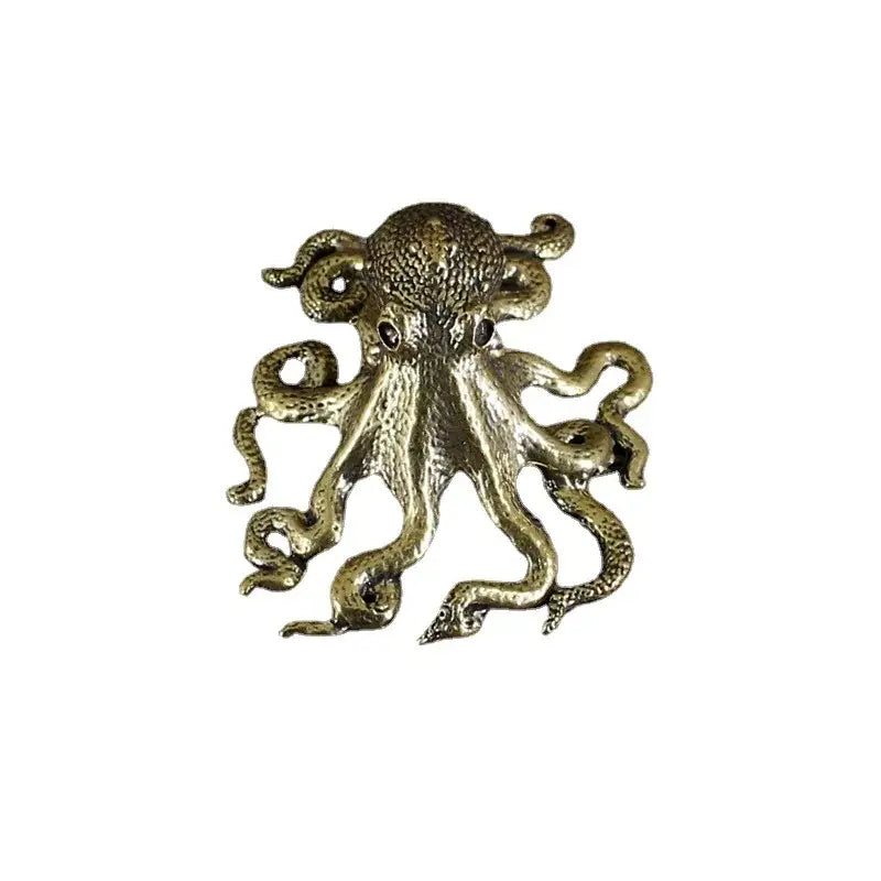 Golden brass octopus sculpture living room decor figurine