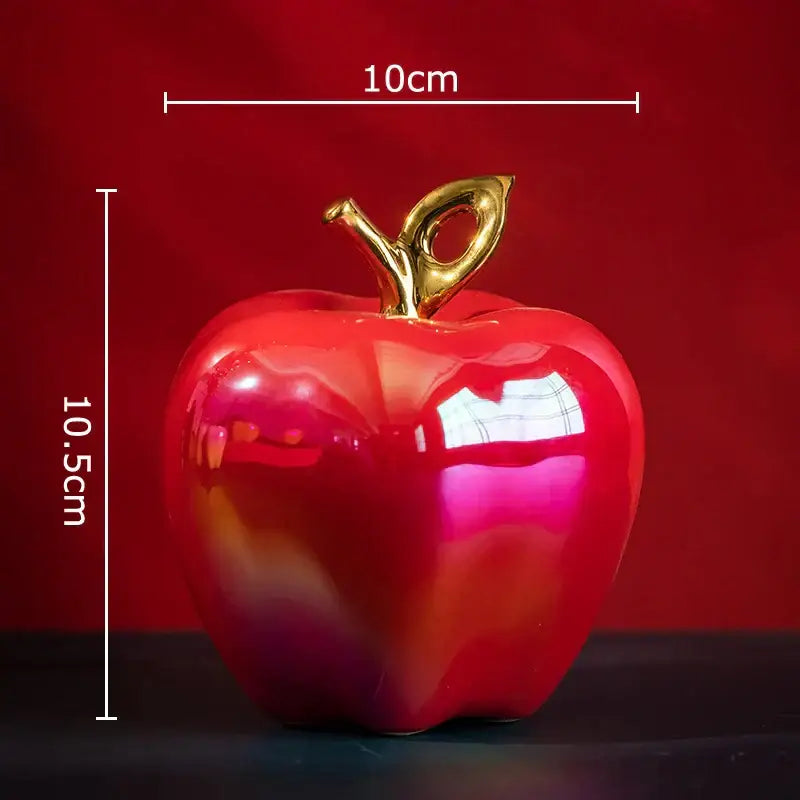 Golden ceramic apple sculpture living room table decor