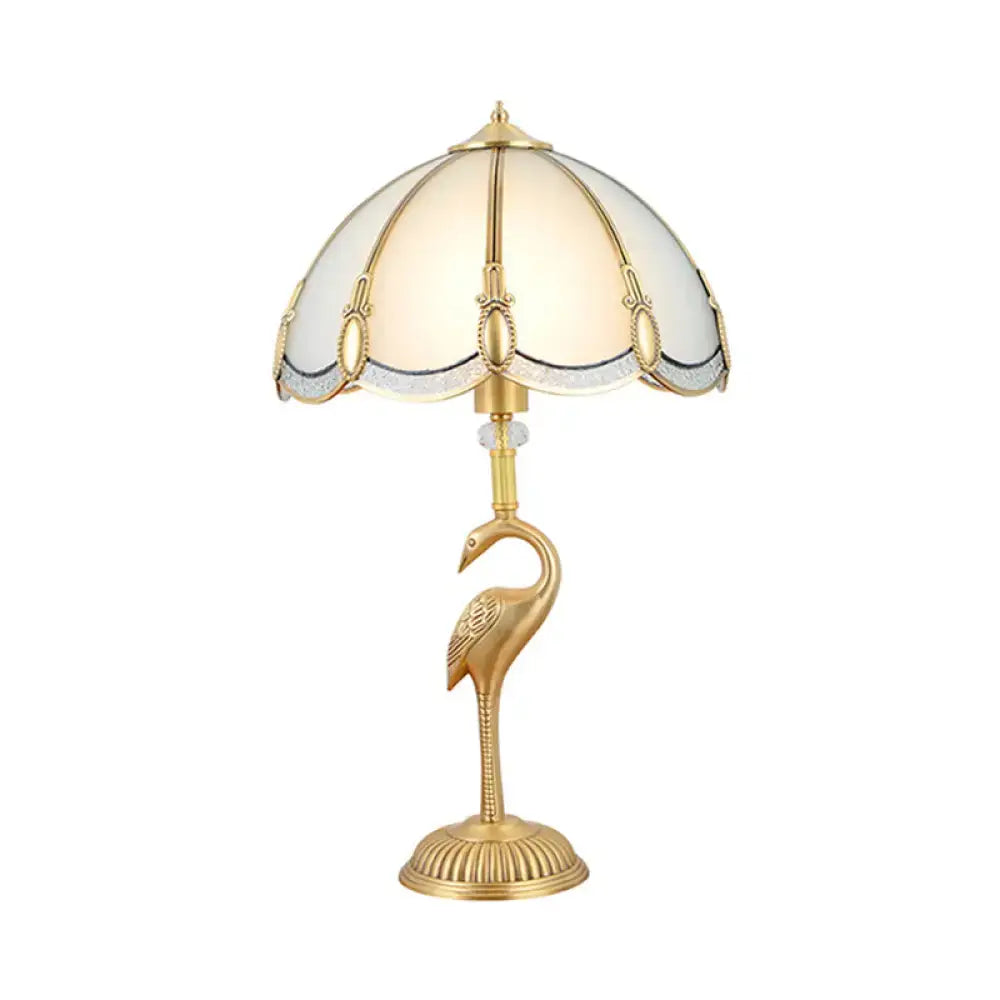 Golden flamingo peacock feather beveled glass table lamp bedroom