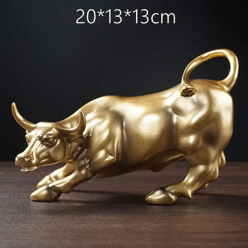 Golden fortune resin sculpture office desk bull decor