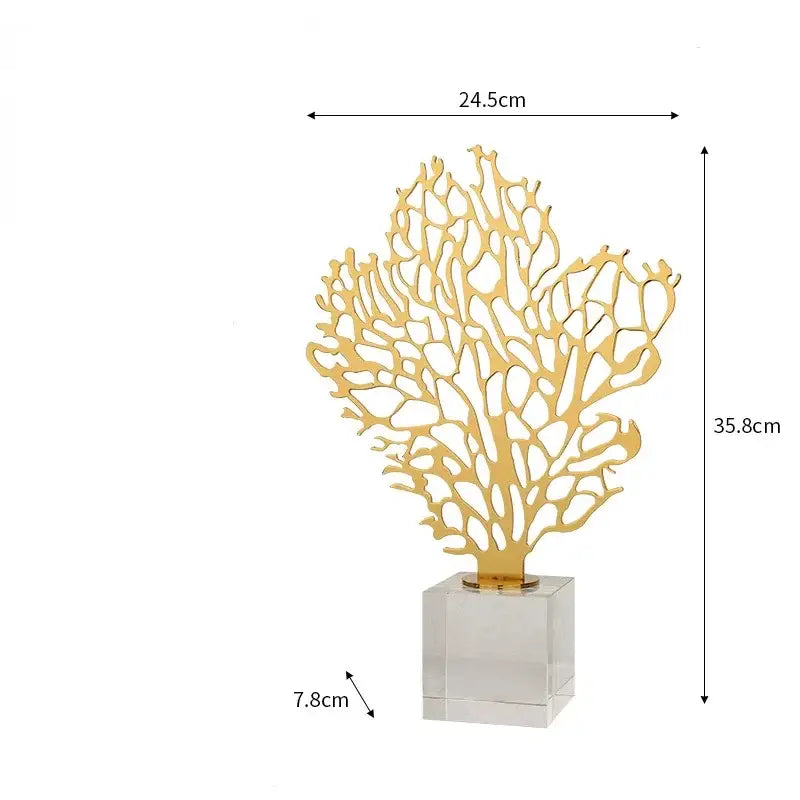 Golden hollow tree coral sculpture living room decor