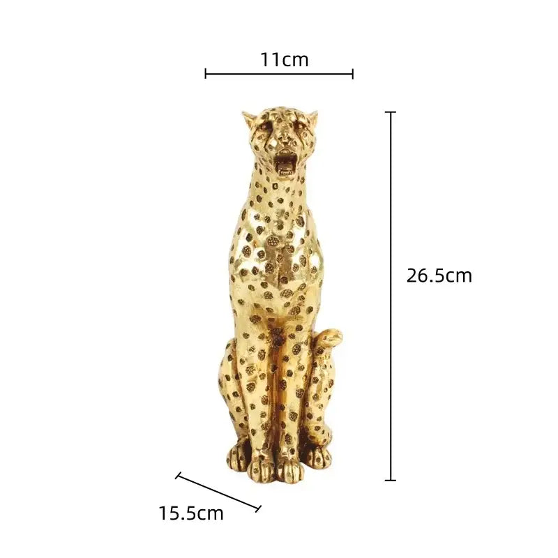 Golden leopard cheetah animal sculpture living room decor