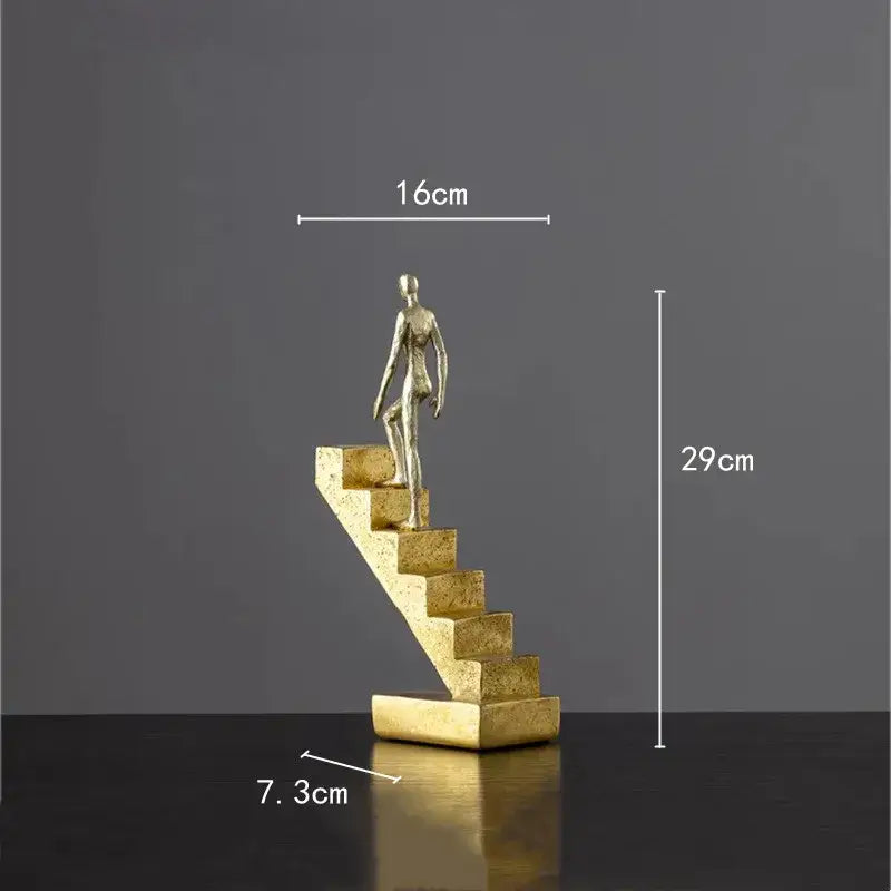 Golden man abstract resin staircase sculpture living room decor