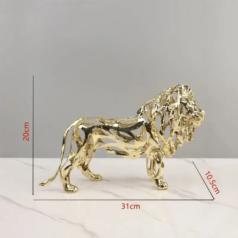 Golden openwork animal sculpture tiger figurine living room decor