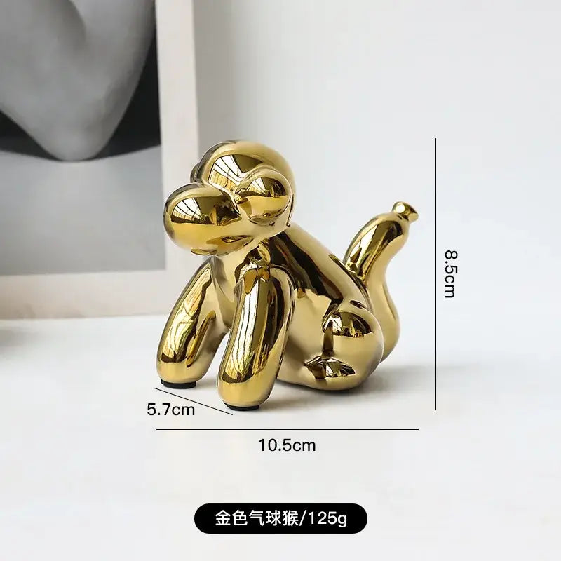 Golden porcelain balloon animal desk ornament living room decor