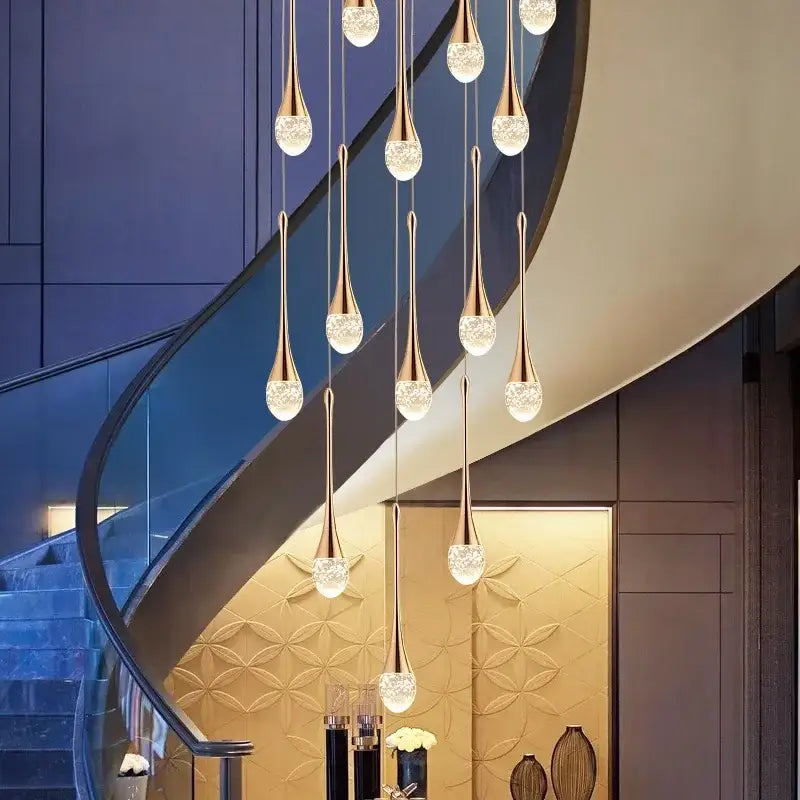 Golden teardrop crystal bubble ball pendant lights dining room decor