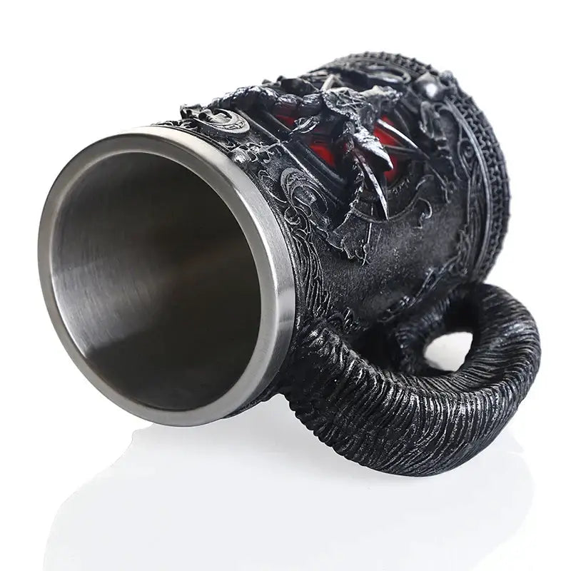 Gothic baphomet resin stainless steel tankard bar decor
