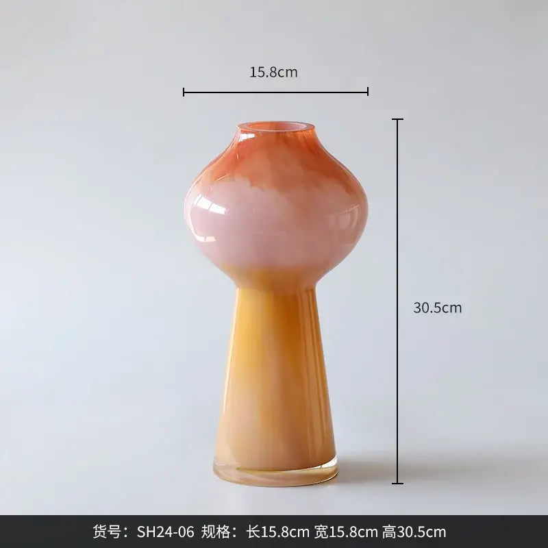 Gradient glass vase set of 2 living room gourd flower holder