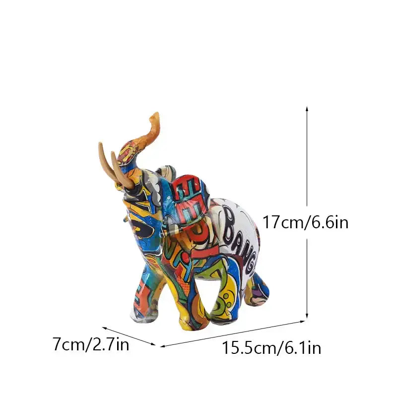 Graffiti elephant resin figurine living room home decor