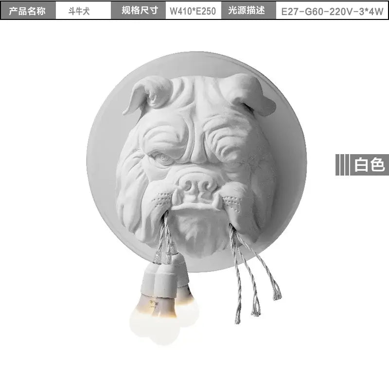 Gray concrete bulldog wall lamp bedroom triple bulb sconce