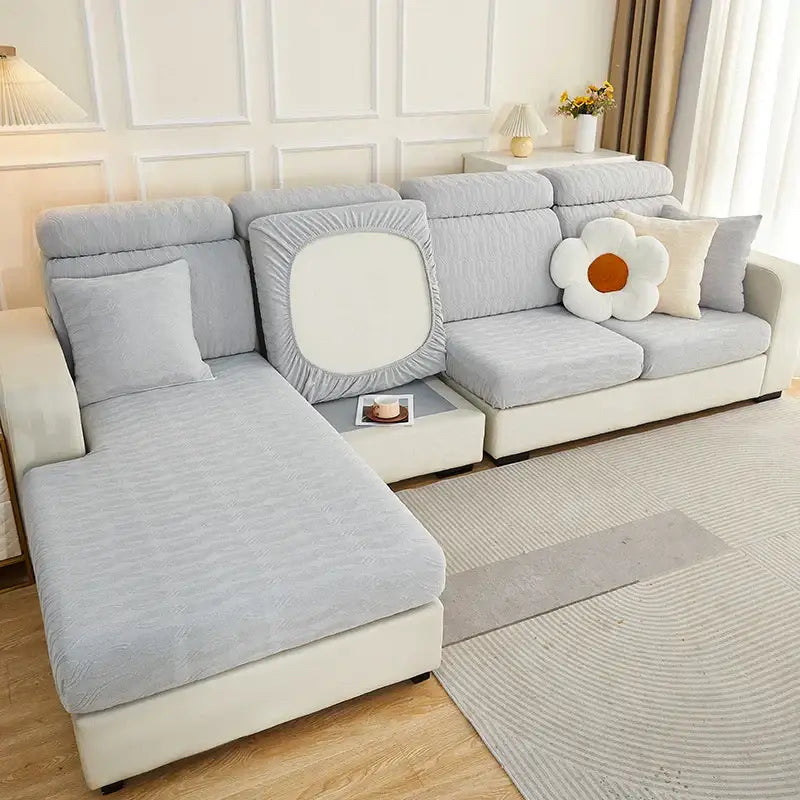 Gray jacquard sofa seat cover living room furniture protector