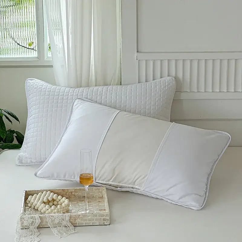 Gray quilted cotton pillowcase shield bedroom sweat protection
