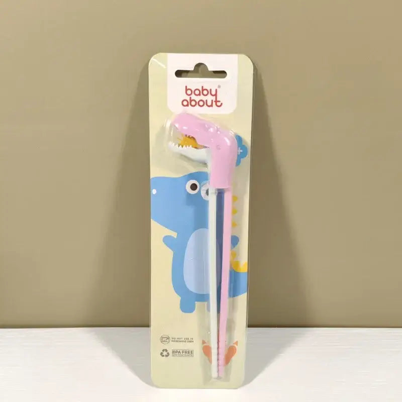 Green dino chopsticks kids training set for dining room