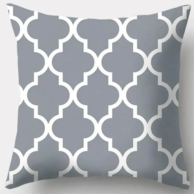 Grey geometry patterned pillow case for living room decor
