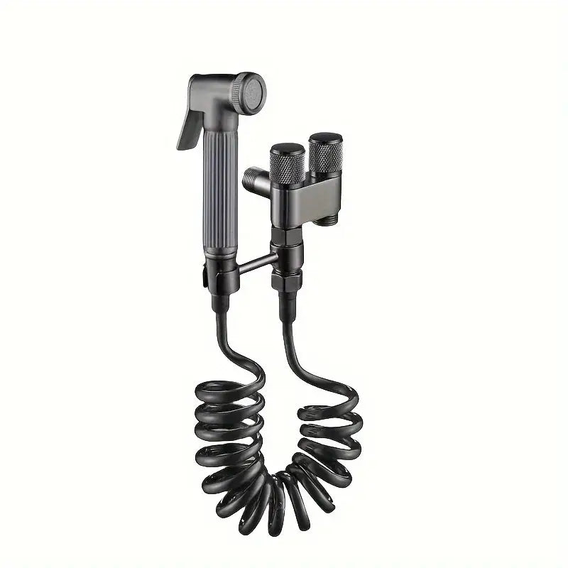 Gunmetal gray copper bidet parts set for bathroom dual nozzle control