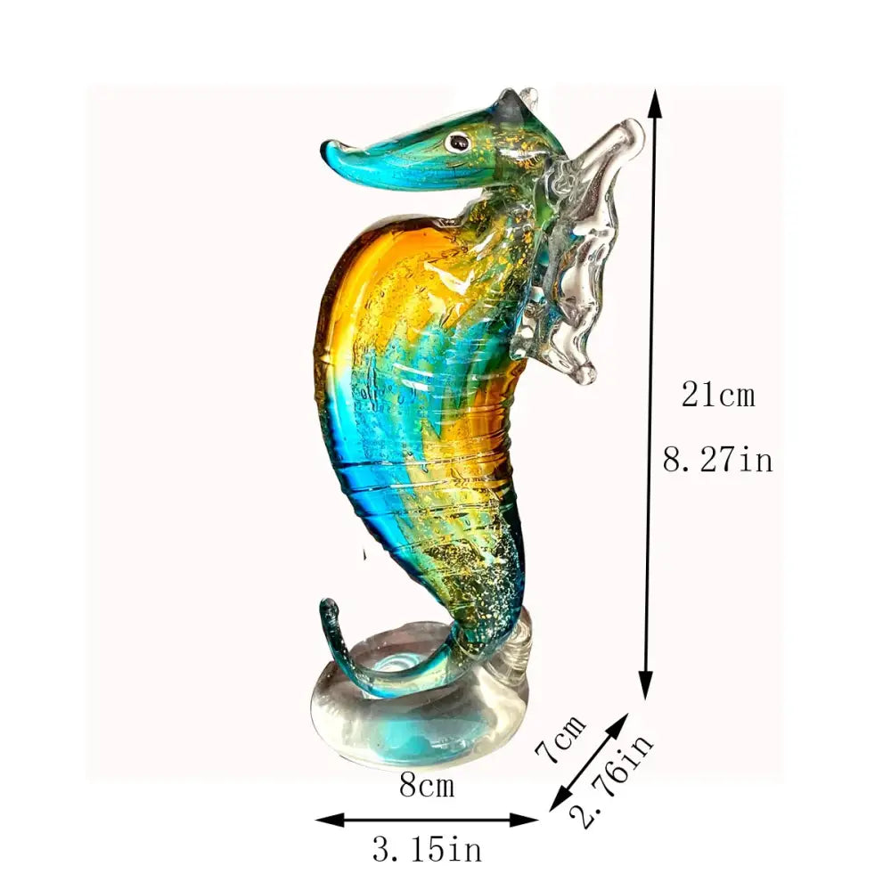 Hand blown glass seahorse figurine living room decor
