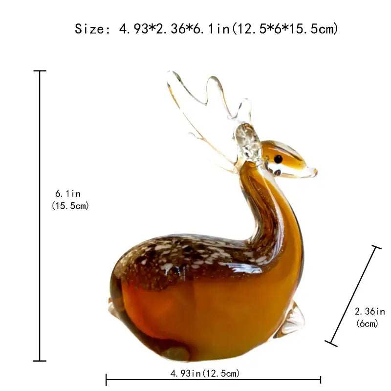 Hand blown glass sika deer figurine amber living room decor