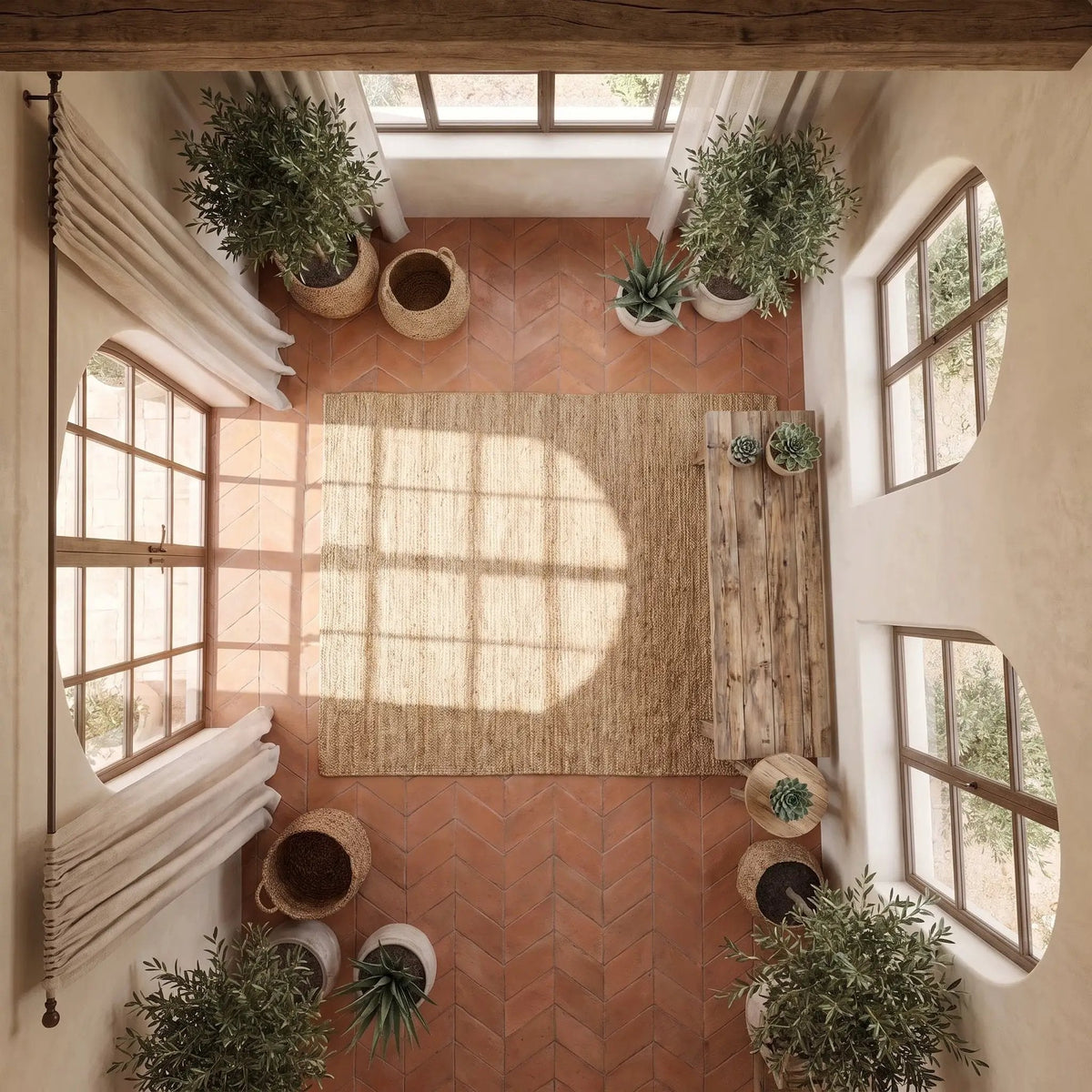 Hand Made Matte Chevron Terracotta Tiles 3x8