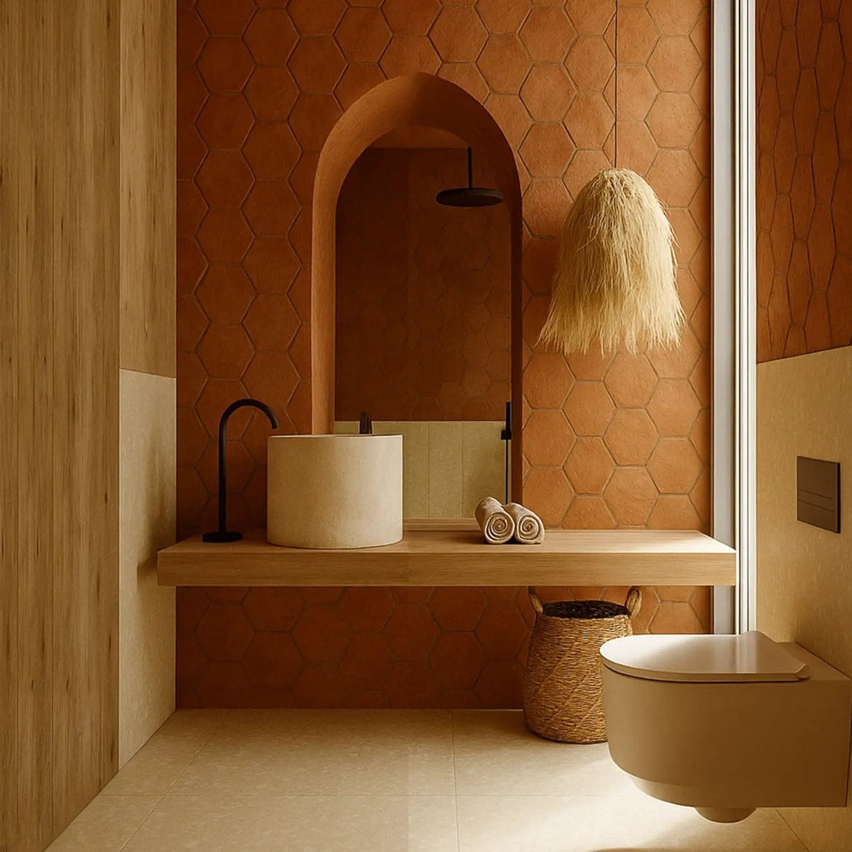 Hand Made Matte Hexagon 8 Terracotta Tiles 8
