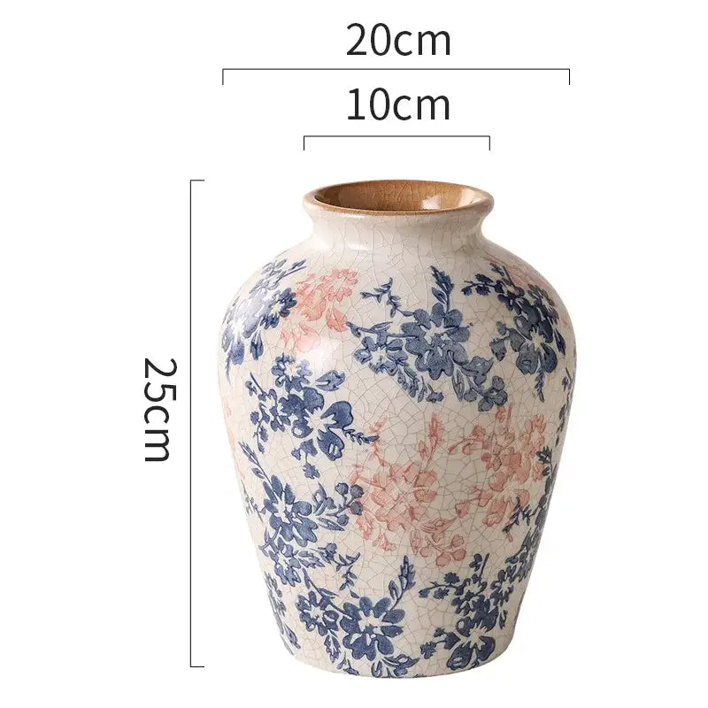 Handcrafted blue & pink white ceramic vase set living room decor