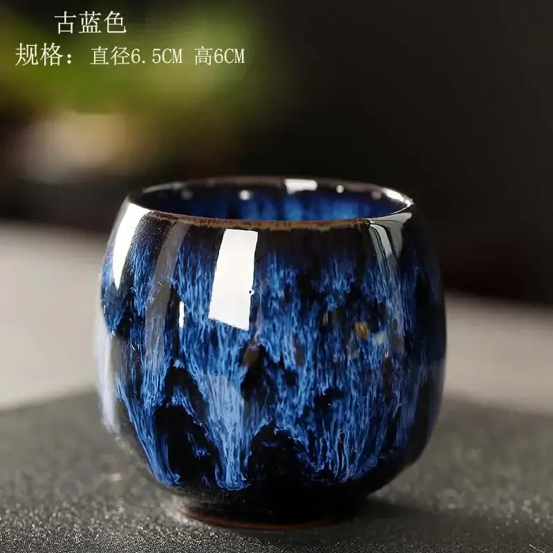 Handcrafted colorful egg style ceramic tea cup set dining room