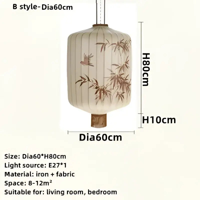 Handmade cream & peach bamboo lantern pendant dining room light