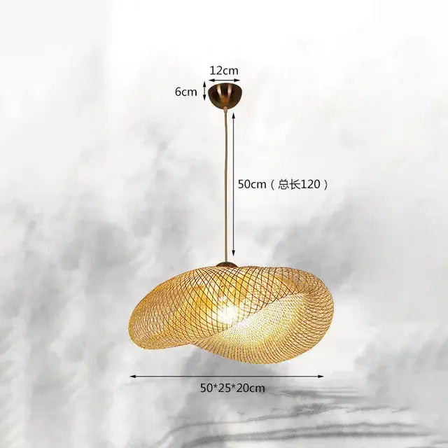 Handmade woven bamboo chandelier for dining room