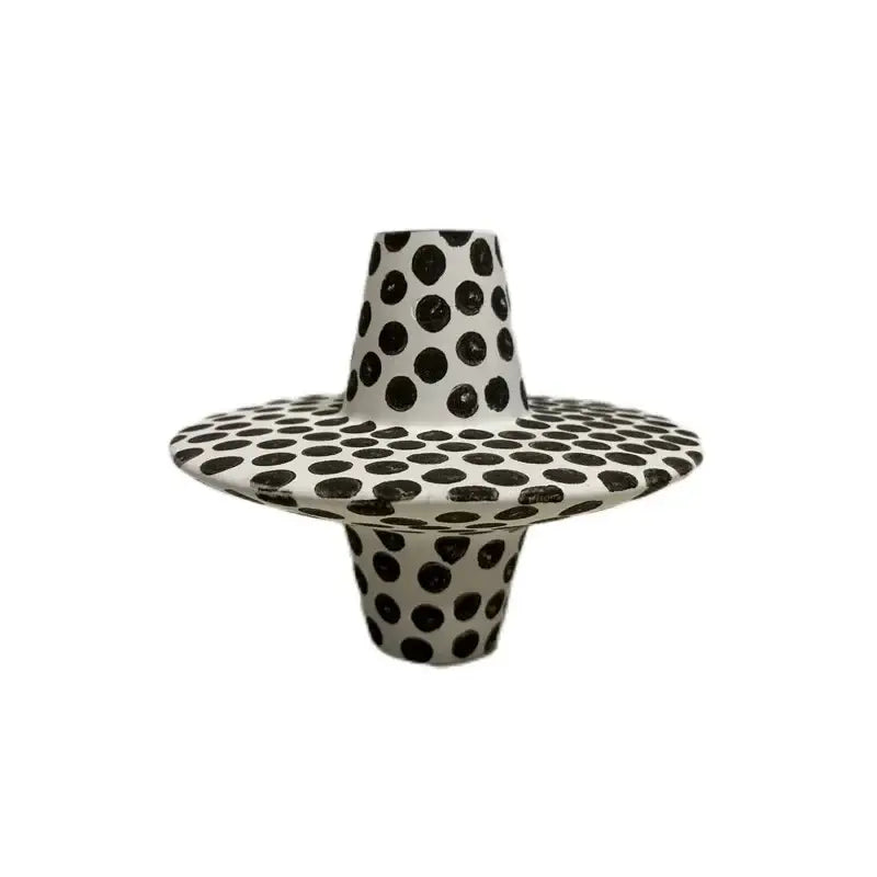Handpainted black & white dots ceramic mug and saucer kitchen set