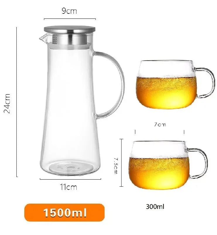 Heat resistant glass pitcher water carafe with stainless lid kitchen