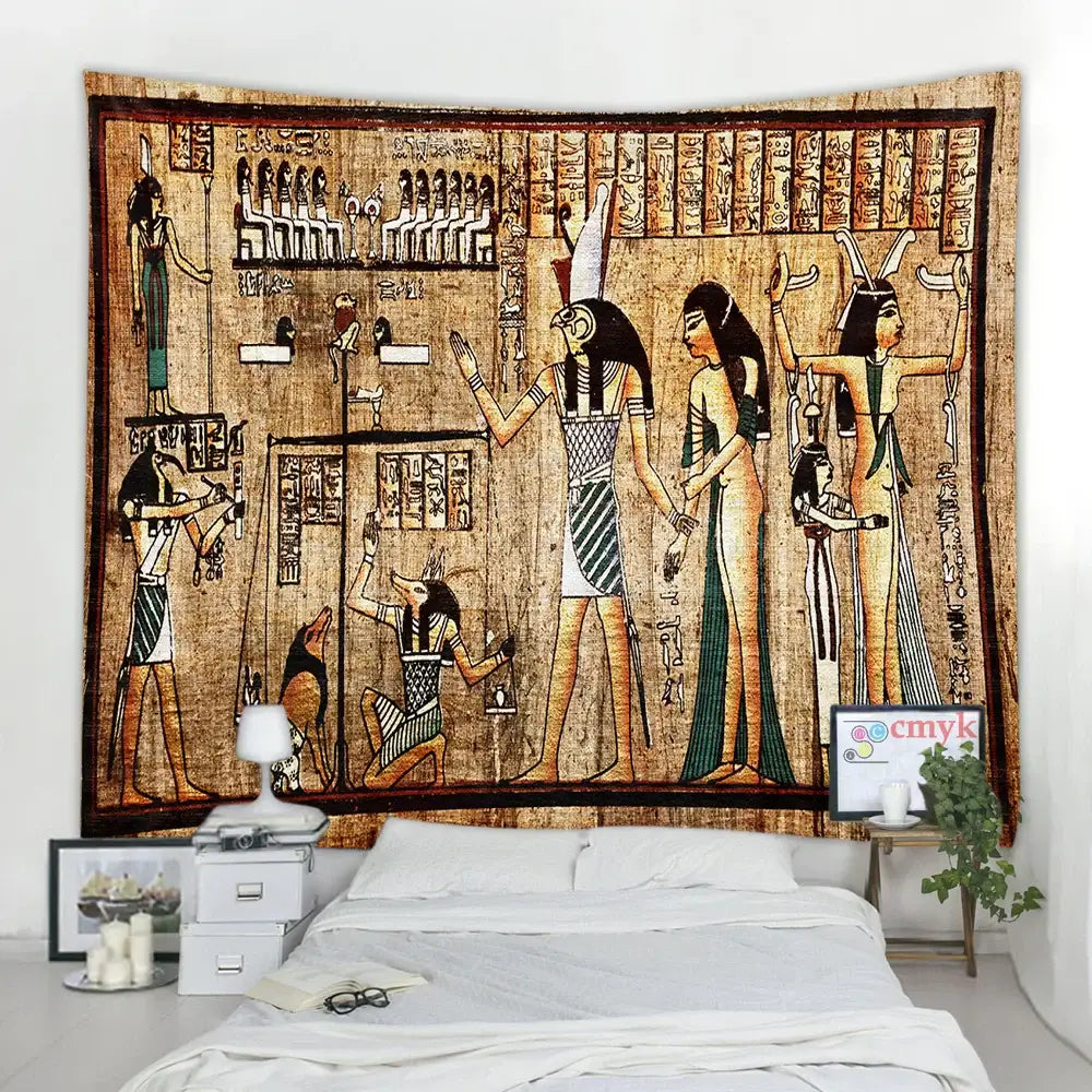 Hippie style egyptian pharaoh mural tapestry bedroom wall hanging
