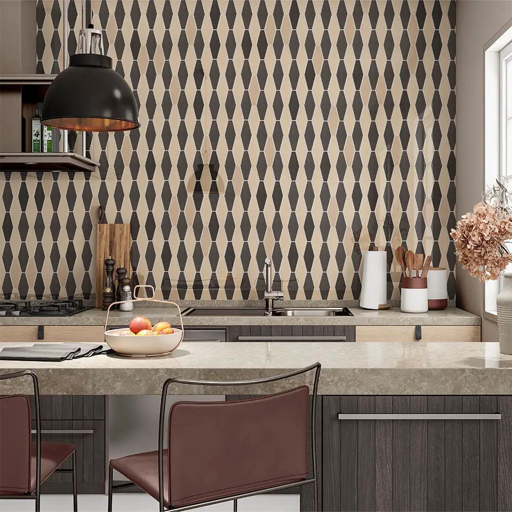 Caramel Glossy Longest Hexagon Ceramic Tiles 3x7 7/8