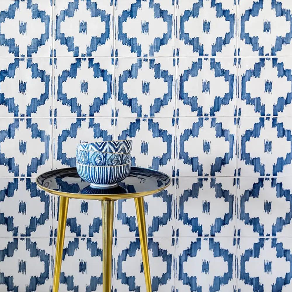 Ikat Crackled Ceramic Tiles 8x8