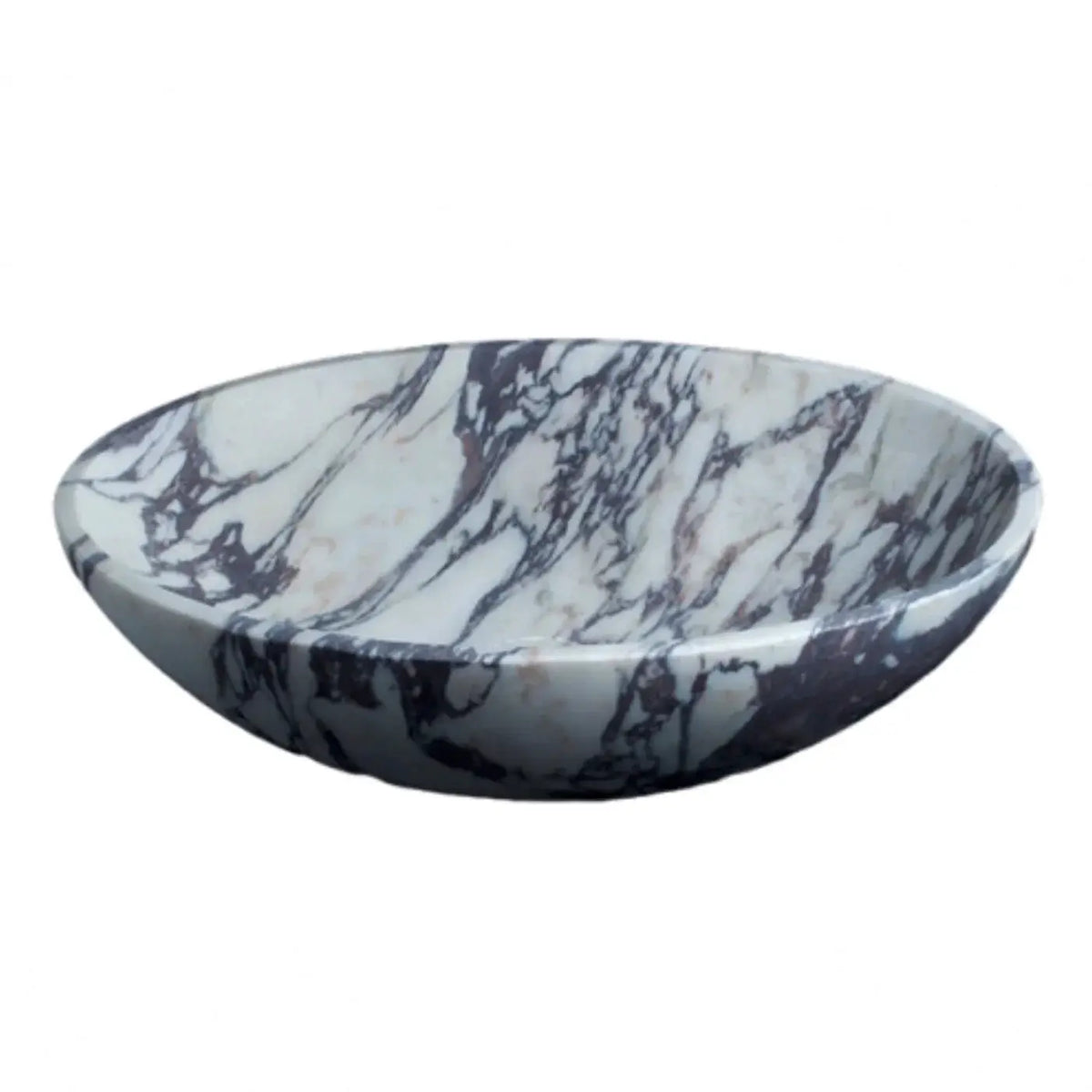 Calacatta Viola Oval White Purple Marble Handcarved Above Counter Vessel Bathroom Sink 14x18x5 Inch