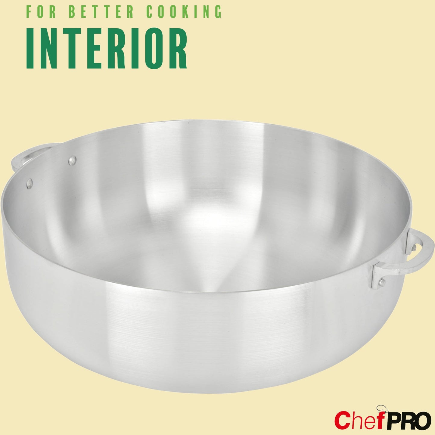 Chef Pro Commercial Grade Aluminum Caldero Stock Pot, Silver, 13.3 Quarts