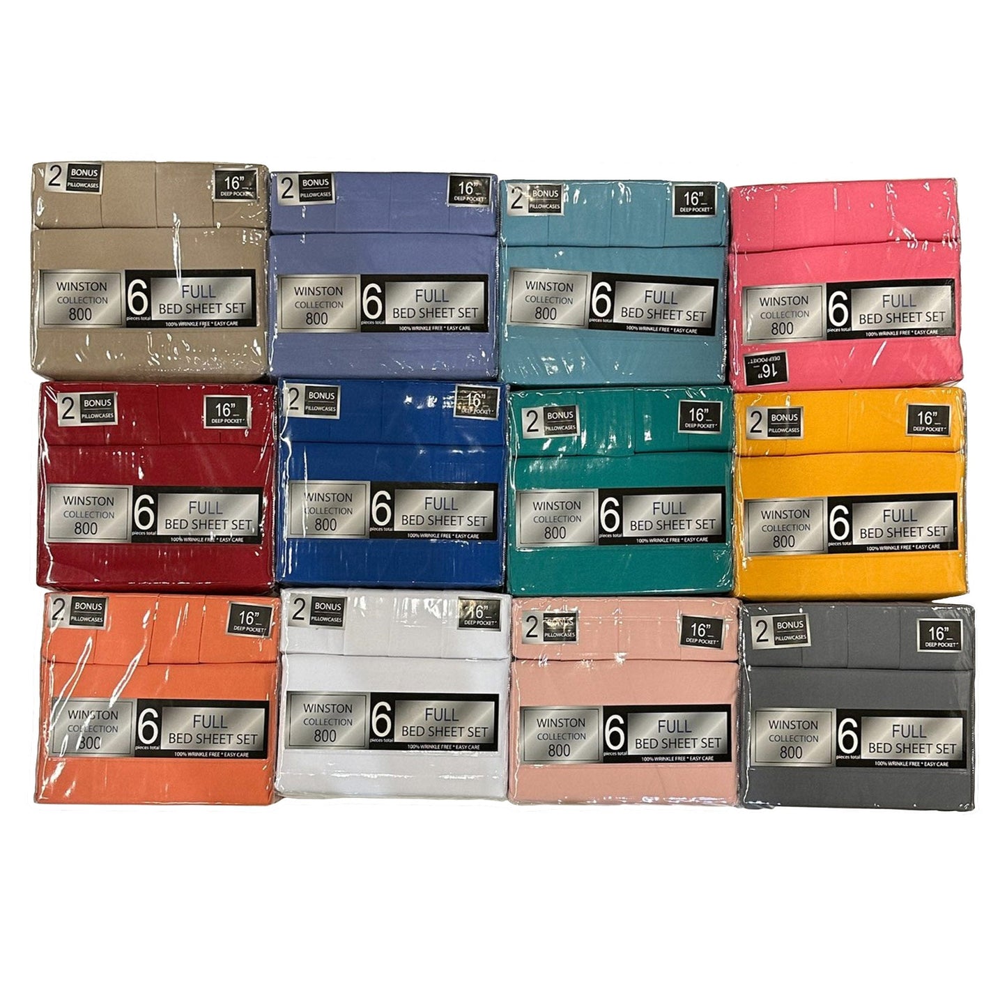 PREMIUS Winston Collection Wrinkle-Free Microfiber Sheet Set, Assorted Solid Colors