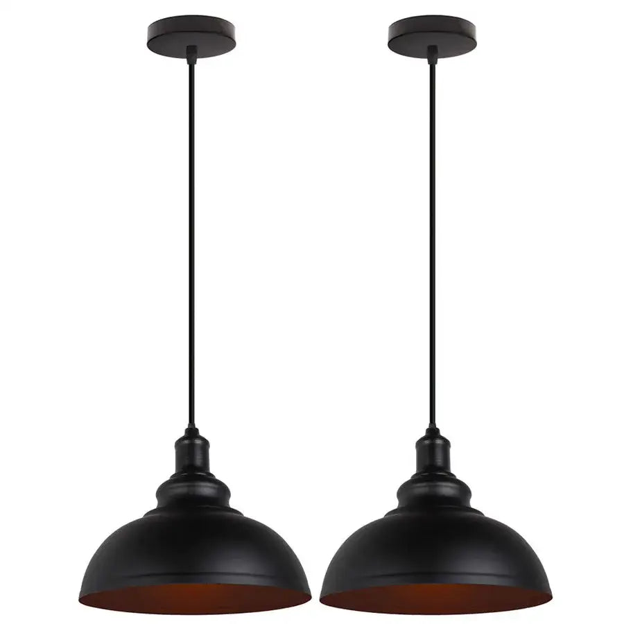 Industrial black and copper pendant lights set of 2 dining room