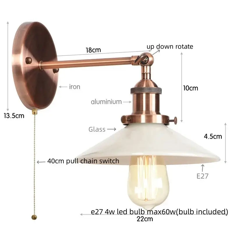 Industrial black and white led wall lights bedroom sconce