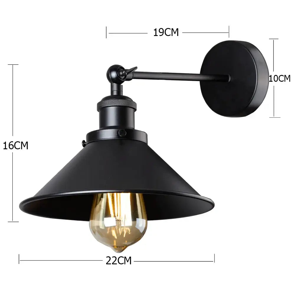 Industrial black and white wall sconce bedroom metal lamp