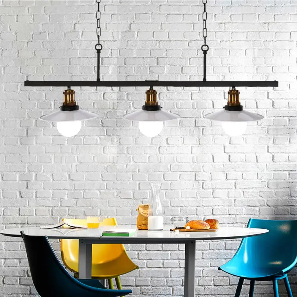 Industrial black & brass kitchen island light fixture with glass shades