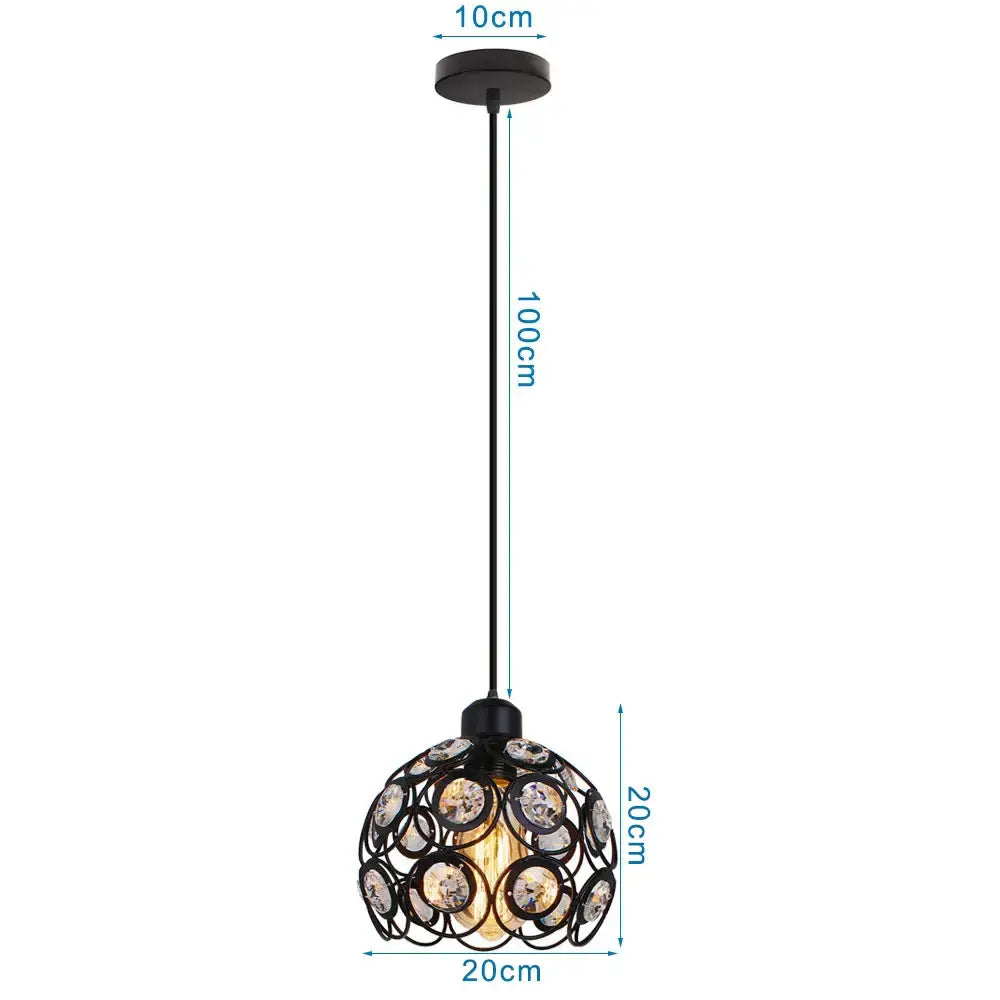 Industrial black crystal k9 pendant lamp kitchen island chandelier