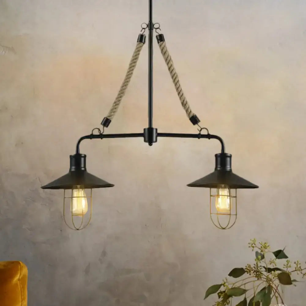 Industrial black farmhouse wire cage island lamp kitchen light