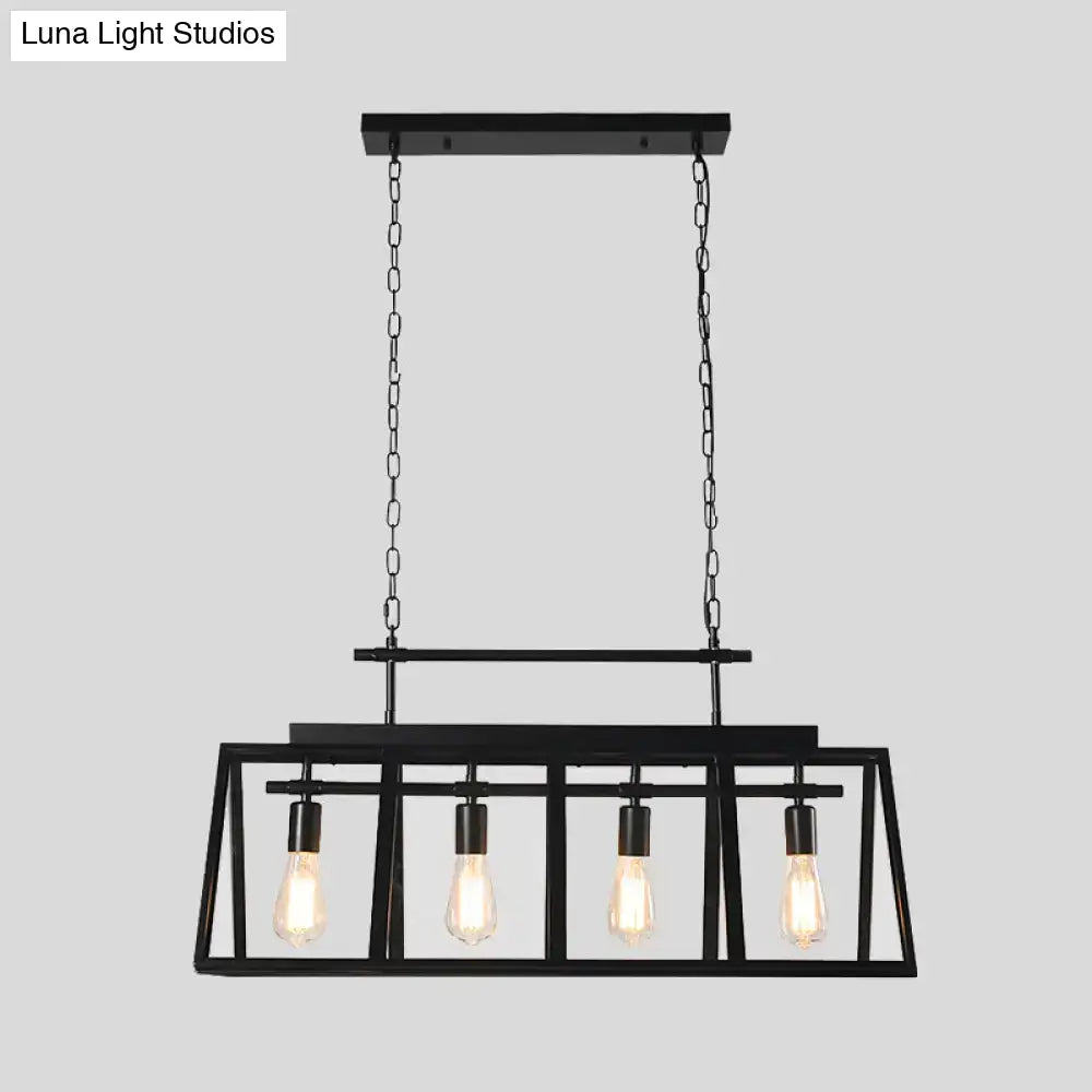 Industrial black glass island pendant light kitchen 4 lamp fixture